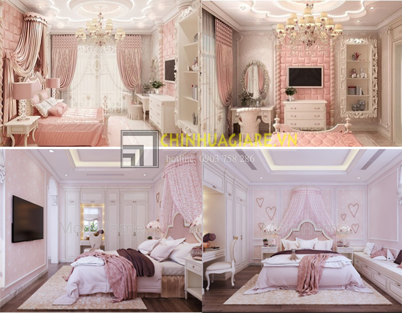 Những mẫu thiết kế phòng ngủ đẹp cho bé gái luxury như phòng công chúa 2
