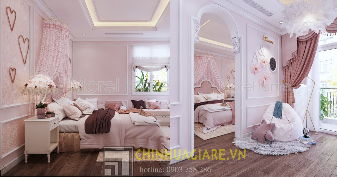 Những mẫu thiết kế phòng ngủ đẹp cho bé gái luxury như phòng công chúa 5