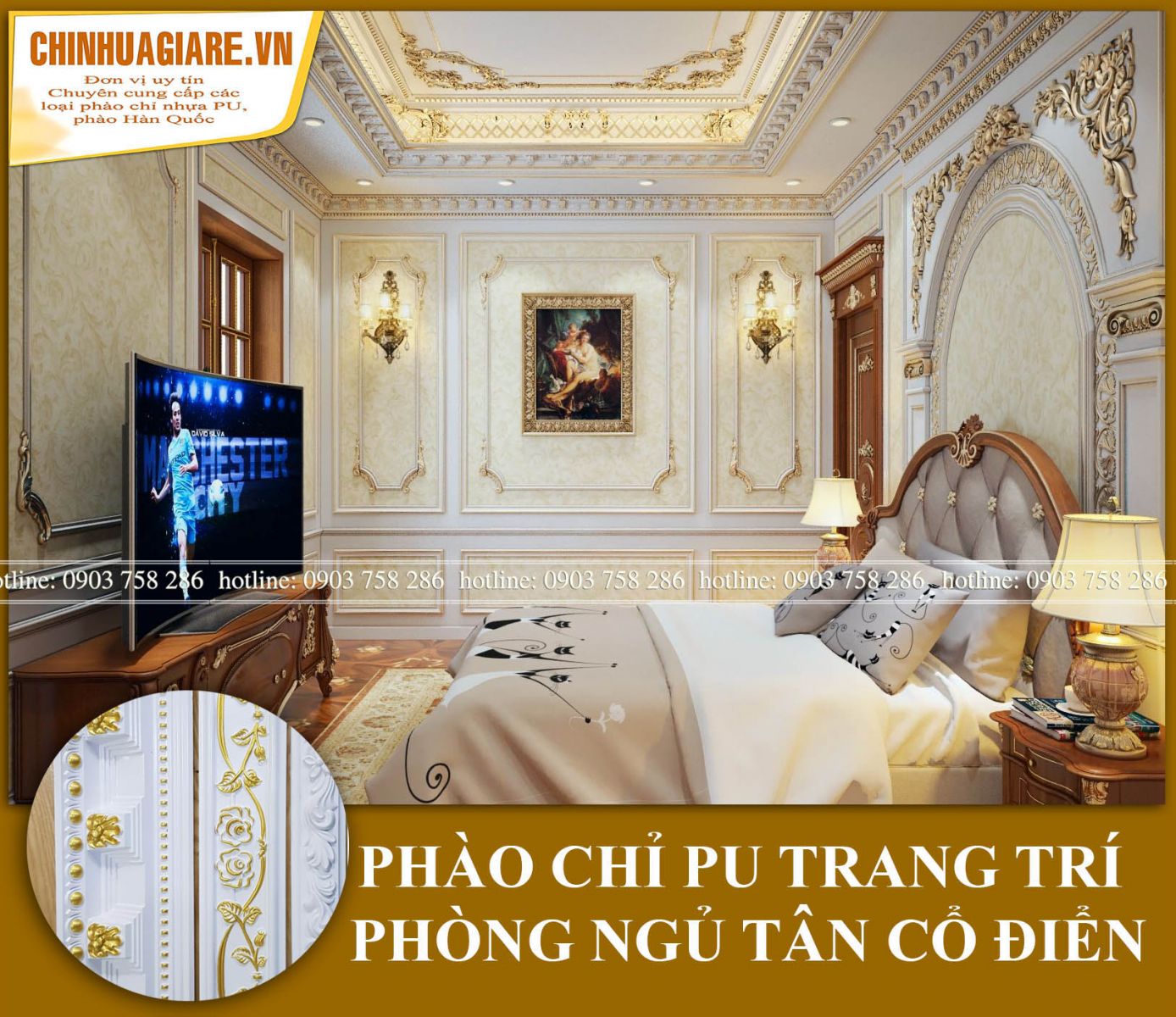 Cách lựa chọn phào chỉ pu cho phòng ngủ tân cổ điển 1