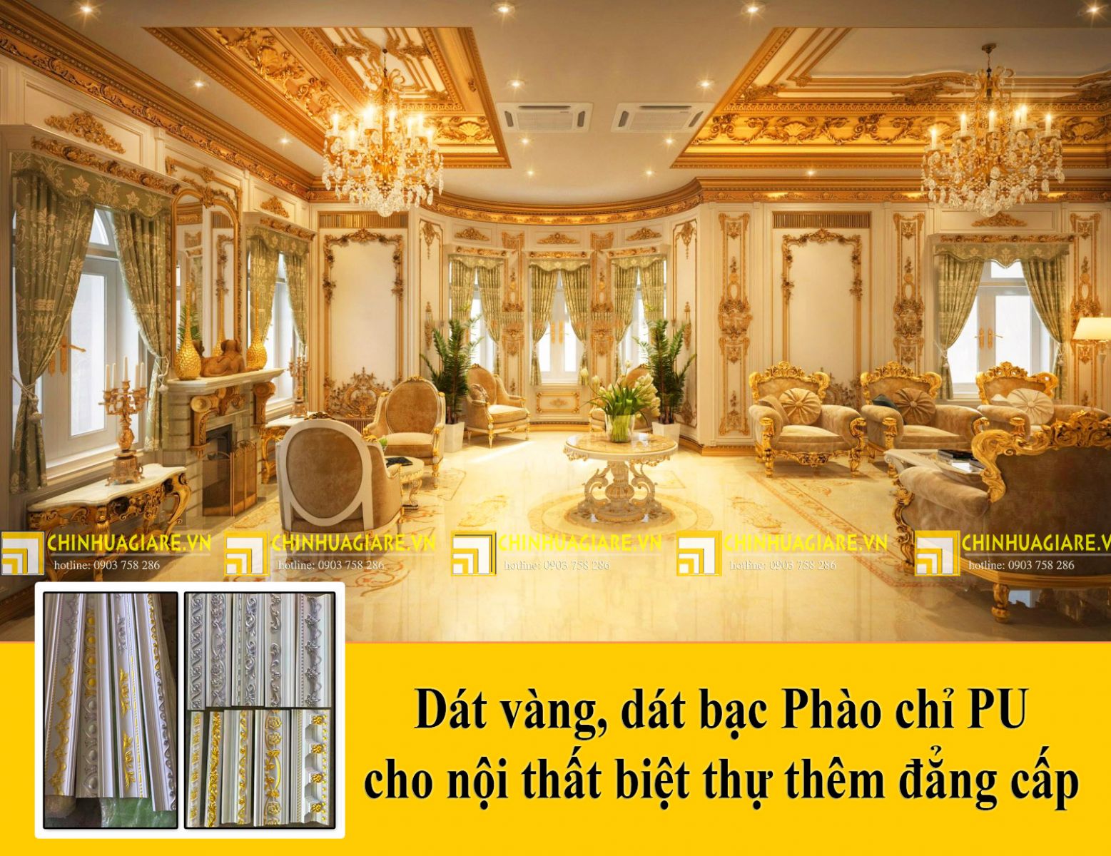 Muốn lóa mắt với loạt ảnh nội thất dát vàng phào chỉ pu sang trọng bật nhất Sài Thành - 3