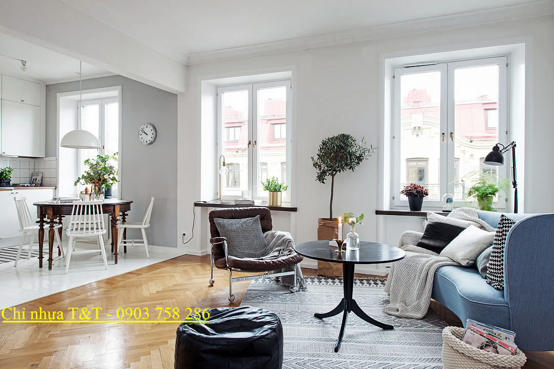 Phào chỉ Pu và thiết kế chung cư đẹp phong cách Scandinavia đơn giản mà tinh tế