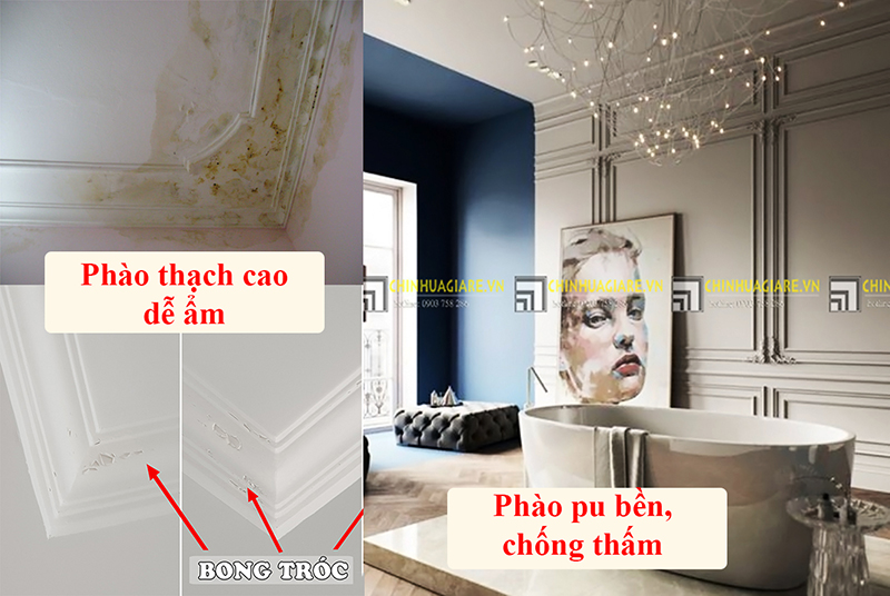 Phào chỉ pu vật liệu bền, khử mùi, chống thấm cực hợp trang trí phòng tắm - 1